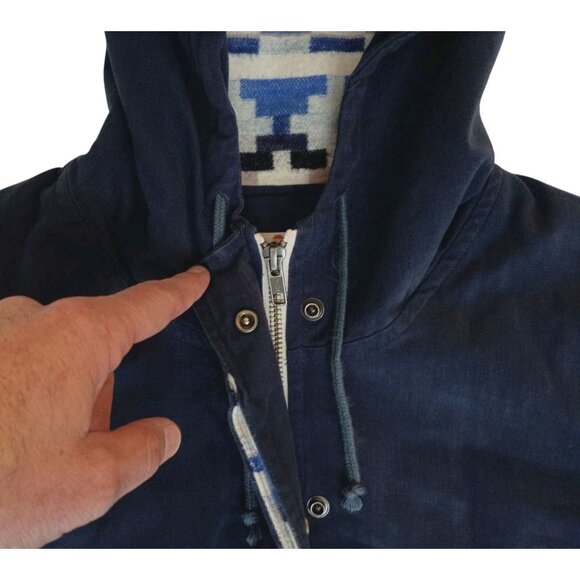 Marine Layer Womens Sz Small Navy Jacket Native Flannel Lined Hoodie Made In USA - Picture 2 of 8